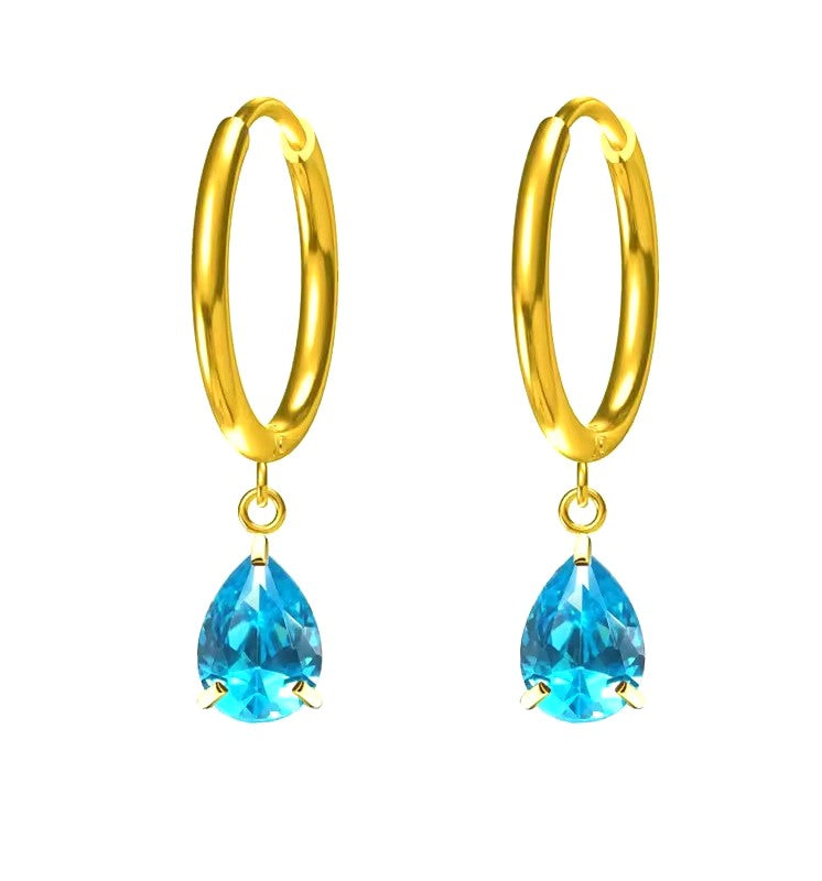 aqua and gold hoop earrings
