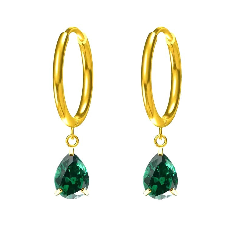 green and gold hoop earrings