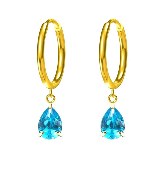 aqua and gold hoop earrings