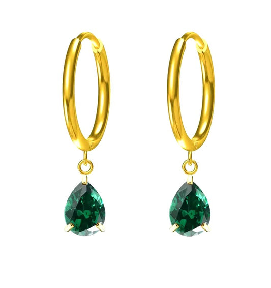 green and gold hoop earrings