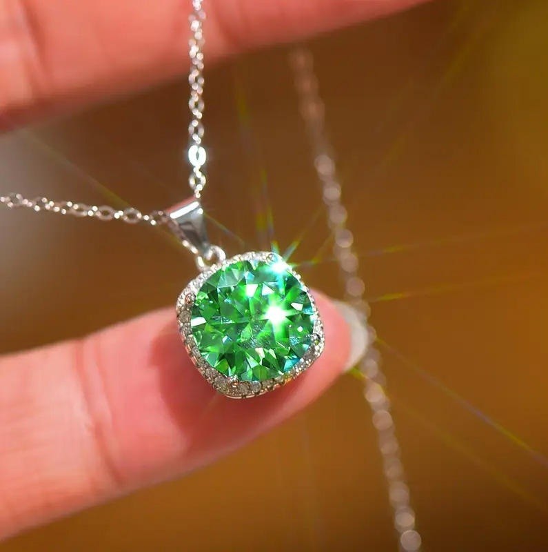 green and silver sparkling necklace
